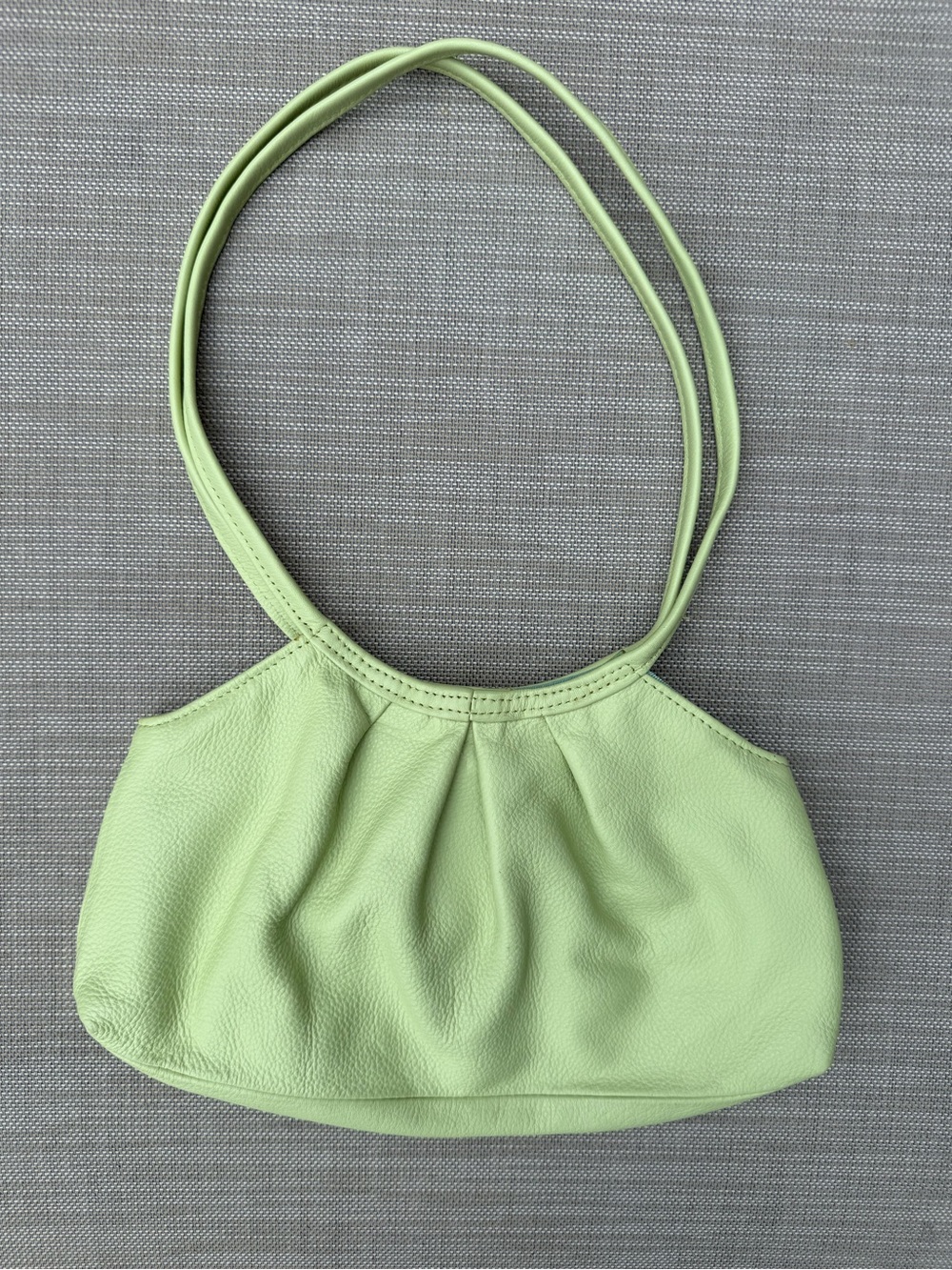 PLY New York Pistachio Pebbled Leather Y2K Baguette Shoulder Bag